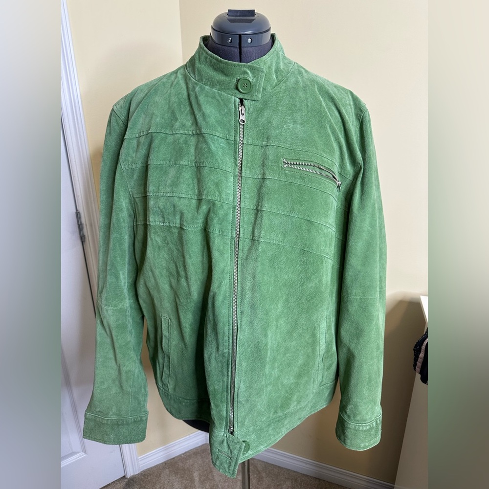 Elegant Green suede Leather Jacket